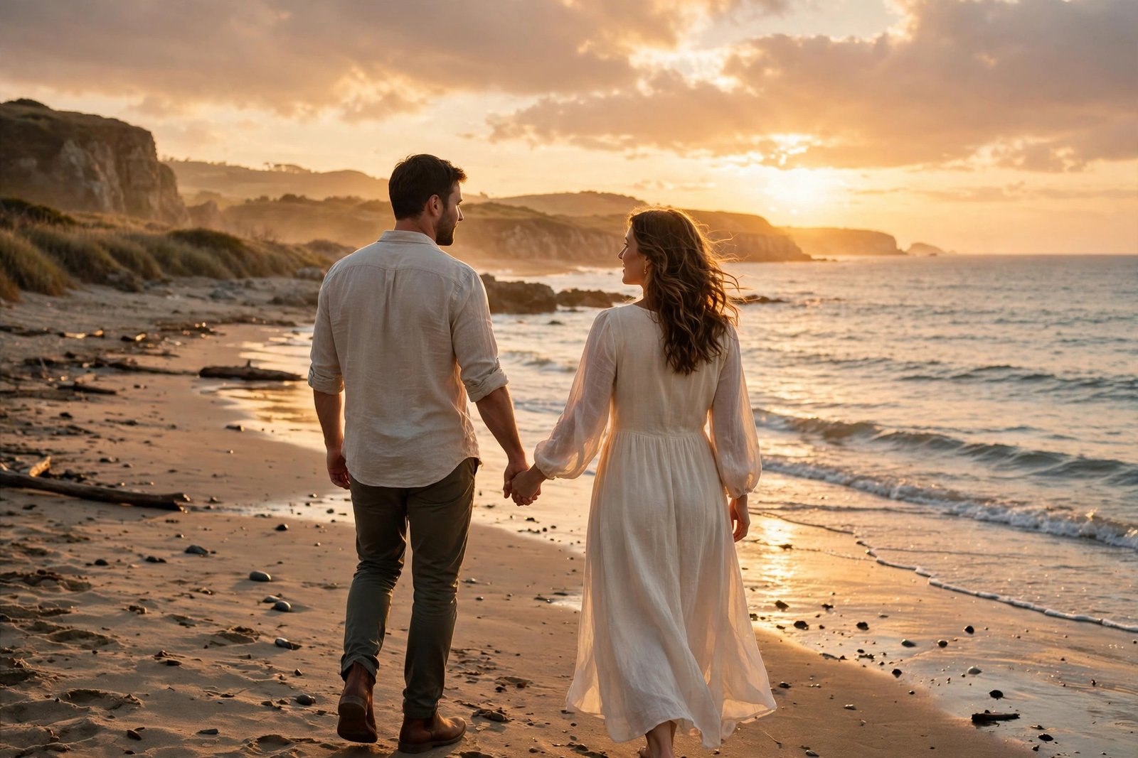 Romantic sunset beach scene illustrating love quotes for her