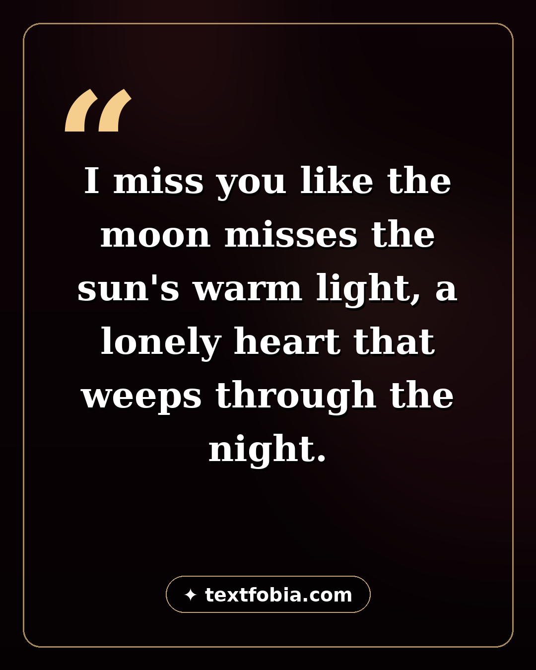 Sad shayari in English quote card — miss you like the moon misses sunlight